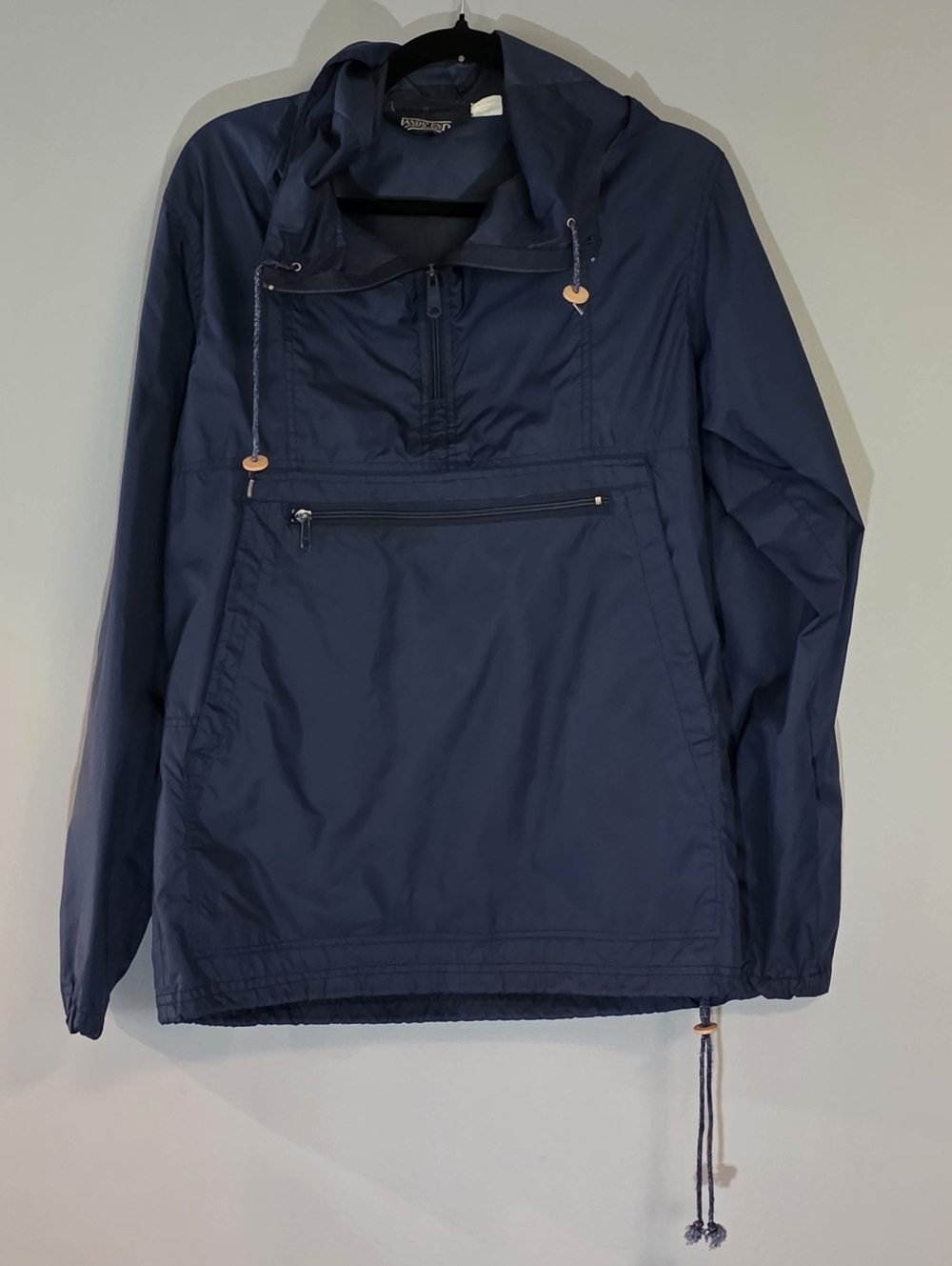 Lands' End Navy Hooded Anorak Pullover Jacket